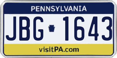 PA license plate JBG1643