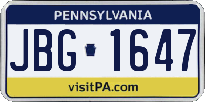 PA license plate JBG1647