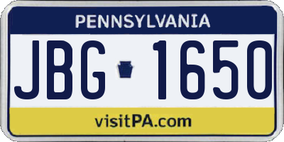 PA license plate JBG1650