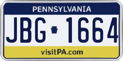 PA license plate JBG1664