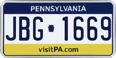 PA license plate JBG1669