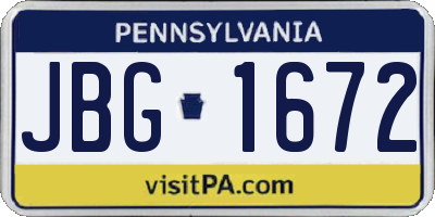 PA license plate JBG1672