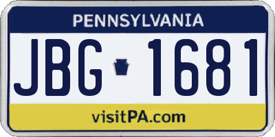 PA license plate JBG1681