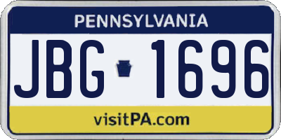 PA license plate JBG1696