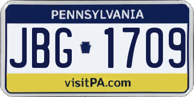 PA license plate JBG1709