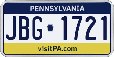 PA license plate JBG1721