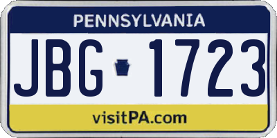 PA license plate JBG1723