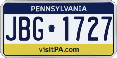 PA license plate JBG1727