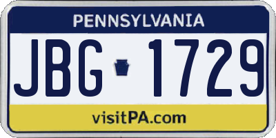 PA license plate JBG1729