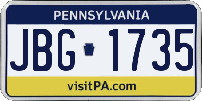 PA license plate JBG1735