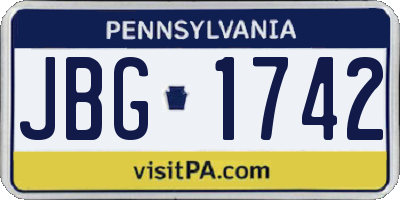PA license plate JBG1742