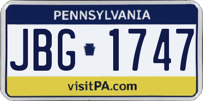 PA license plate JBG1747