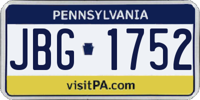 PA license plate JBG1752