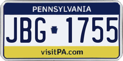 PA license plate JBG1755
