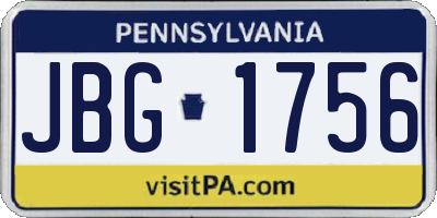 PA license plate JBG1756