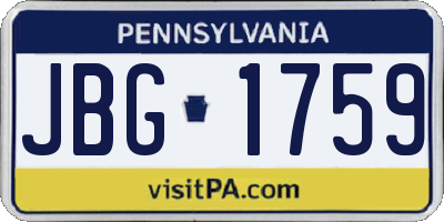 PA license plate JBG1759
