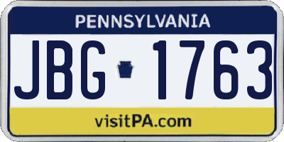 PA license plate JBG1763