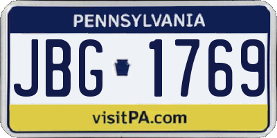 PA license plate JBG1769