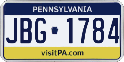 PA license plate JBG1784