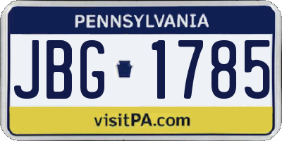 PA license plate JBG1785