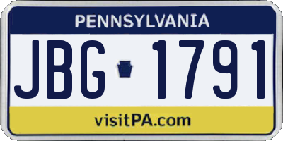 PA license plate JBG1791