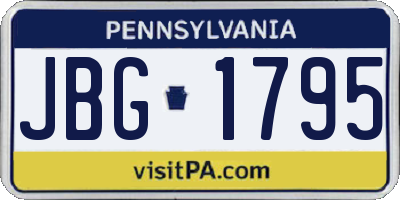PA license plate JBG1795