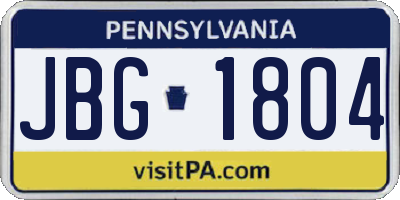 PA license plate JBG1804