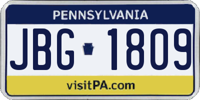 PA license plate JBG1809