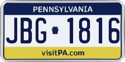 PA license plate JBG1816