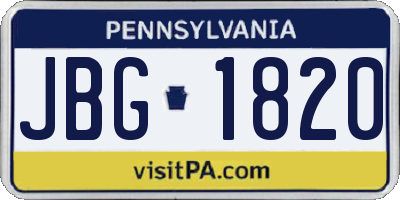 PA license plate JBG1820