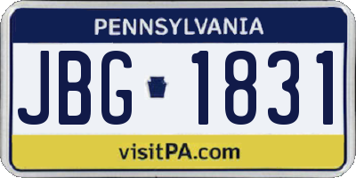 PA license plate JBG1831