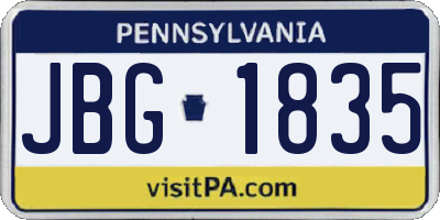 PA license plate JBG1835