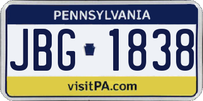 PA license plate JBG1838