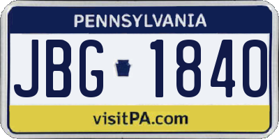 PA license plate JBG1840