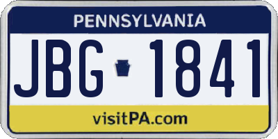 PA license plate JBG1841