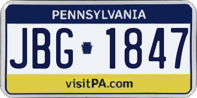 PA license plate JBG1847