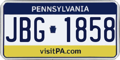 PA license plate JBG1858