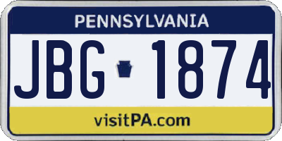 PA license plate JBG1874