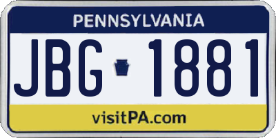 PA license plate JBG1881