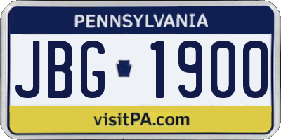 PA license plate JBG1900