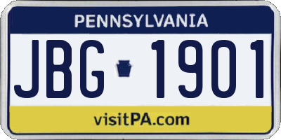 PA license plate JBG1901