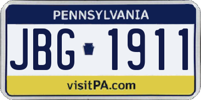 PA license plate JBG1911