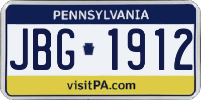 PA license plate JBG1912