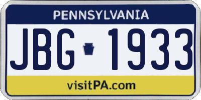 PA license plate JBG1933