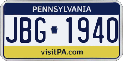 PA license plate JBG1940