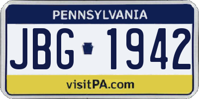 PA license plate JBG1942