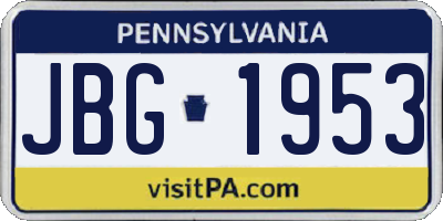 PA license plate JBG1953