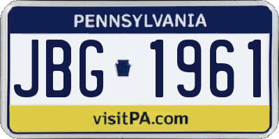 PA license plate JBG1961