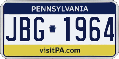 PA license plate JBG1964