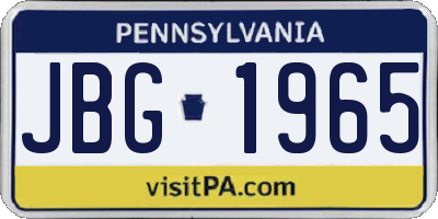 PA license plate JBG1965